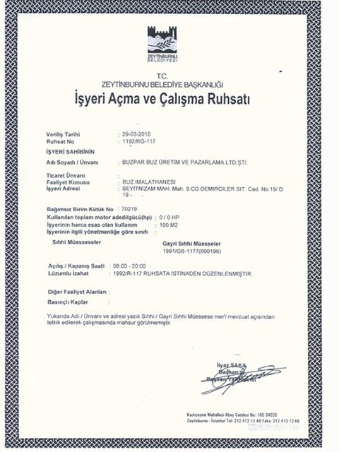 İşyeri Ruhsatımız